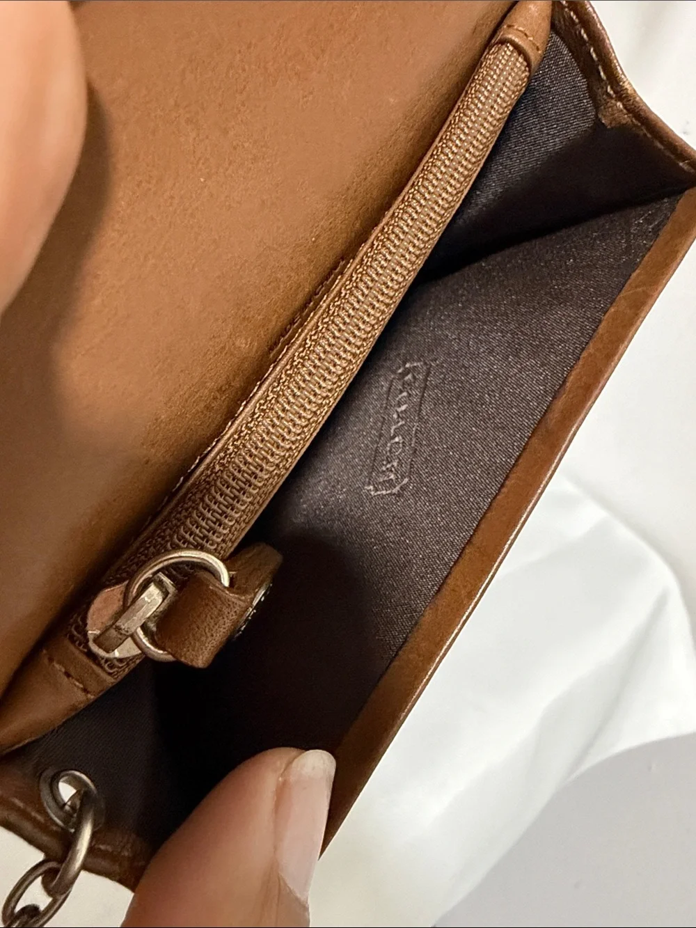 Coach Vintage Small Brown Leather Card Holder with Embossed Logo